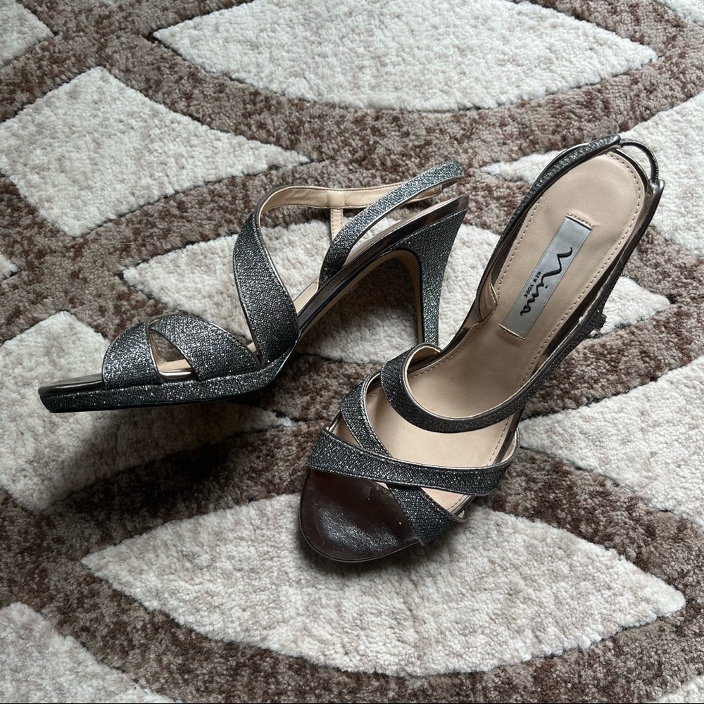 Nina Noura Silver Slingback Sandal